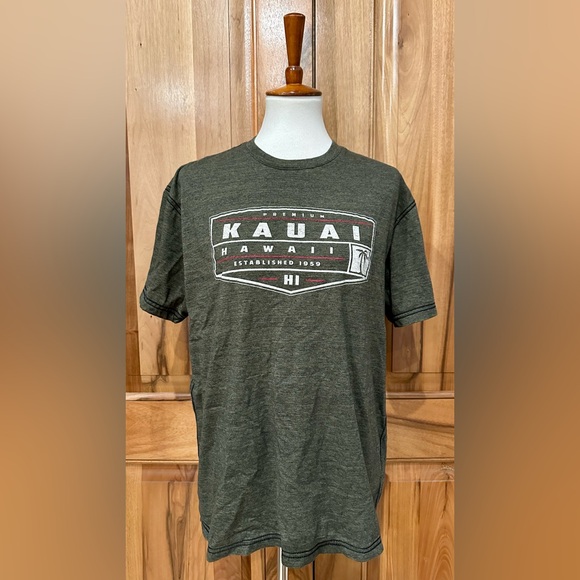 Iron Needle Other - Kauai, Hawaii Deep Green Cotton Blend Short-Sleeve T-Shirt - EUC - L